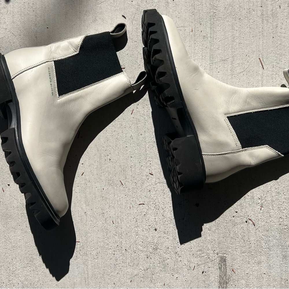 All Saints White Leather Lug Sole Chelsea Boots - Picture 10 of 11